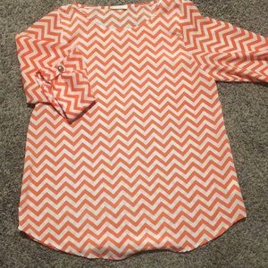 Orange Chevron Blouse Top